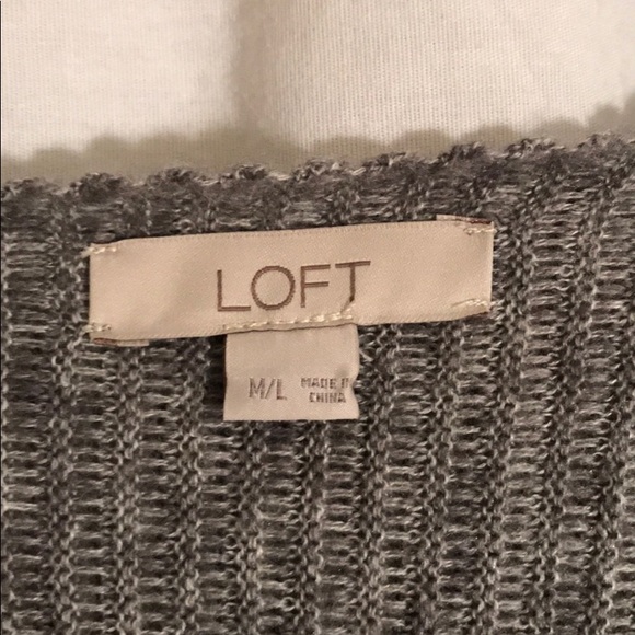 LOFT Grey Ribbed Poncho (no arm holes) M/L - Picture 2 of 3